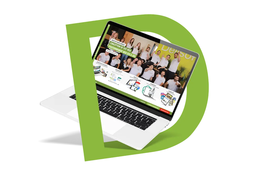 Maquette d’un site web Delisoft affichée sur un ordinateur portable